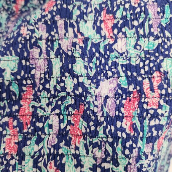 Poupette St Barth Smock Top M/L Off Shoulders Floral Cropped Beach Resortwear - Picture 6 of 8